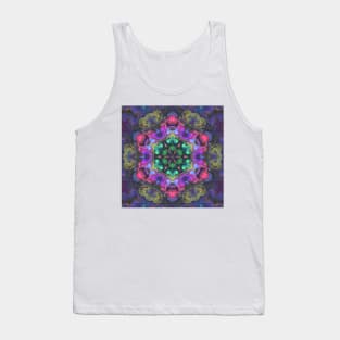 Psychedelic Hippie Flower Green Pink and Purple Tank Top